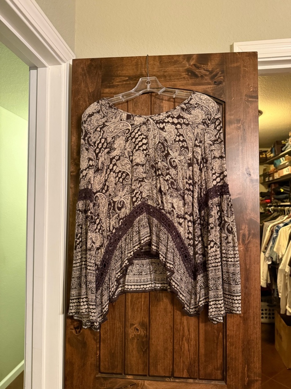 Patrons of Peace Brown and Cream Paisley Boho Blouse